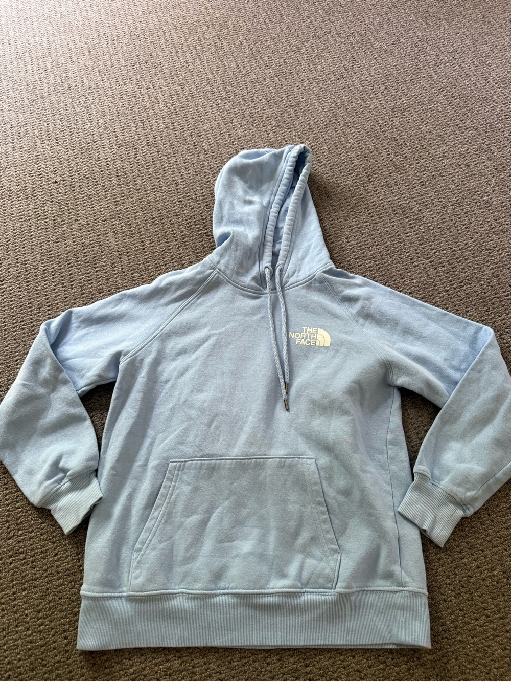The North Face Light Blue Hoodie, Size S pocket pullover